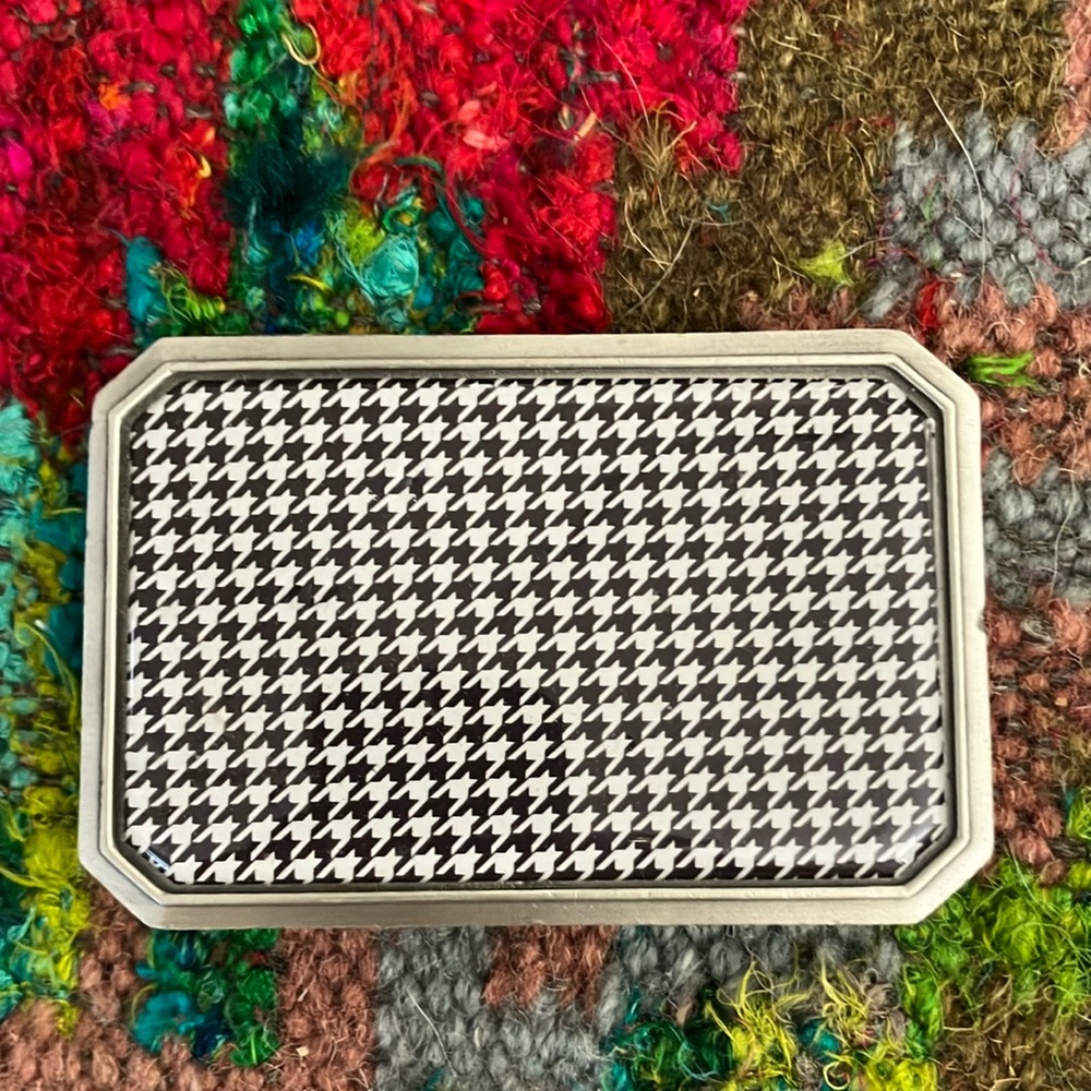 Vintage Pewter Houndstooth Belt Buckle